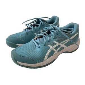 Asics Gel-Game 9 Tennis Shoes Court Performance Athletic Blue White Kids Youth 5
